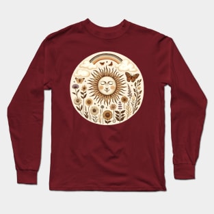 Celestial Serenity - Vintage Sun and Nature Illustration Long Sleeve T-Shirt